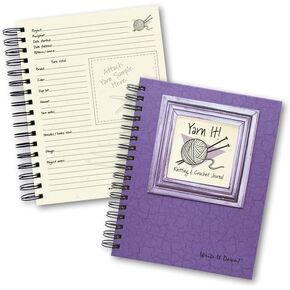 Write It Down series by Journals Unlimited, Guided Journal, Yarn It!, Knitting & Crochet Journal, Full-size 7.5"x 9", Purple Hard Cover, Made in USA