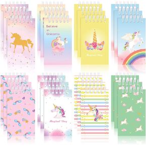 24 Pieces Mini Unicorn Notebooks for Girls, Unicorn Party Favors Mini Spiral Journal Notepads Gift Bags Fillers for Girls Kids Classroom Unicorn Birthday Party Supply(Vivid Style)