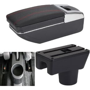 Black Stitches Car Center Console Armrest Replacement for Mitsubishi Attrage Mirage/Dodge Attitude/Mitsubishi Space Star Leather Car Interior Parts Armrests Storage Box