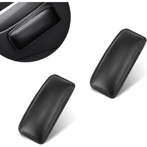 2 PCS Car Center Console Knee Soft Pad, 7.08" x 3.14" Leather + Built-in Sponge to Relieve Fatigue Protective Pillow, Leg Support Comfortable Knee Cushion, Universal for Most Cars (Black)