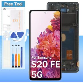 الأصلي لهاتف Samsung Galaxy S20 FE 5G/ S20 FE /S20 FE 2022 استبدال الشاشة (AMOLED) SM-G781B SM-G781U SM-G781V SM-G781W SM-G781N شاشة LCD تعمل باللمس مع إطار أسود