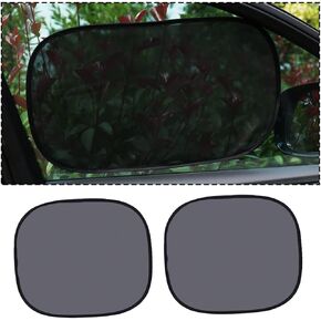 AUCELI Car Window Shade, 2PCS Cling Auto Side Window Sunshade Protection, Foldable Windshield Visor Blocks Sun Glare and UV Rays for Baby, Auto Front Rear Mesh Curtains (Semi-Transparent, 17''×14'')