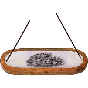 Wooden Incense Stick Holder Modern Incense Insence Burner Stand for Sticks, Wood White Incense Ash Catcher or Insent Burn Holder with Beautiful Design for Home Décor | 12 x 4 Inches