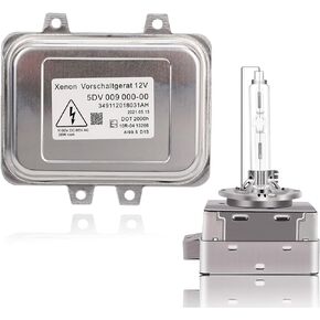 5DV 009 000-00 Xenon HID Ballast Headlight Control Unit and D1S Bulb Compatible with 2007-2014 Cadillac Escalade & 2006-2009 BMW E60 & 2008-2014 Town Country & 2009-2013 Volkswagen Replaces 12767670