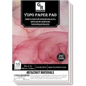 Yupo Paper 10 Sheets,Heavy white paper for alcohol based ink | 10-inch x 7-inch | 250GSM