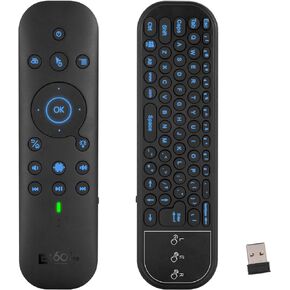 Bluetooth Voice Remote with Keyboard, Air Mouse, Backlit, Rechargeable, 2.4G WiFi/BT5.0 Dual Mode, IR Learning - Compatible with Nvidia Shield, PC, Projector, Android TV Box, HTPC(G60S Pro)