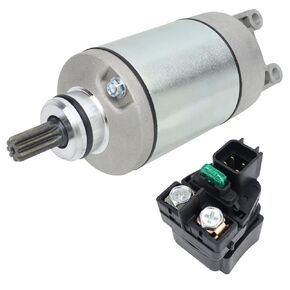 Starter Motor & Relay for Suzuki LT-Z400 LT-Z400Z Quadsport 03-08| Kawasaki KFX400 KSF400 03-06| Arctic Cat 400 DVX 04-08, 18718 31100-29F00 21163-S004 3445-033 SMU0281