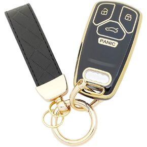 حافظة غطاء حماية للمفتاح من مادة TPU متوافقة مع Audi A3 A4 A5 A6 Q4 Q5 Q7 TT TTS SQ5 R8 S5 Smart Key Fob (أسود)