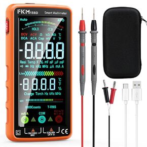 Clamp Meter, Multimeter T-RMS 6000 Counts, AC/DC Current and Voltage tester Auto-ranging, Measure Current Voltage Temperature Capacitance Resistance Diodes Continuity Duty-Cycle, Backlight & LED