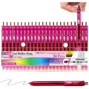 THINK2MASTER [24 Pens - Blue Ink] Think2 0.7mm CGI Retractable Gel Pens. (24 Blue) Medium Point Rollerball Pens with Smooth Quick Drying Ink.