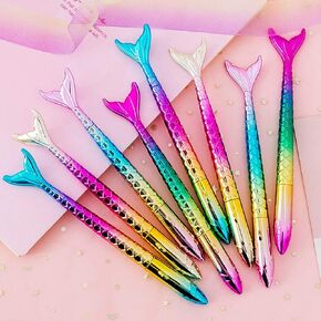 Pack of 24 Mermaid Pens - Creative Liquid Gel Ink Rollerball Pen for School Home Office Stationery Store Kids Girls Women Coworkers Gift, Party Supplies (0.5mm Black Gel Ink Pen)