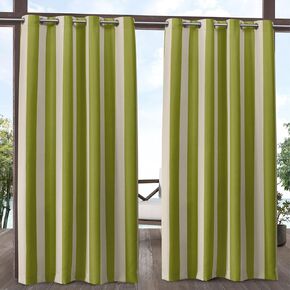 Canopy Stripe Indoor/Outdoor Grommet Top Curtain Panel, 54"x84", Teal / White, Set of 2
