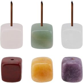 6 Pcs Quartz Stone Incense Holder for Sticks Healing Crystal Stone Incense Burner Incense Stick Holder for Aromatherapy, Yoga, Meditation