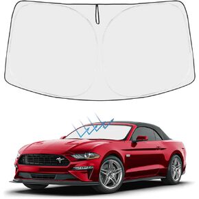 Proadsy 2024 Upgrade Front Windshield Sun Shade Foldable Sunshade Protector Custom Fit Ford Mustang 2015-2023 2024 (NOT for Ford Mustang Mach-E) Accessories
