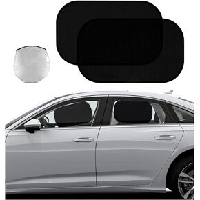 Car Side Window Sun Shade, 2 Pack Mesh Auto Sunshade Visor for Block Heat UV Rays and Glare Protection, Universal Adsorption Window Shade for Baby, Pets, Kids, Passengers (Black)