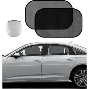 Car Side Window Sun Shade, 2 Pack Mesh Auto Sunshade Visor for Block Heat UV Rays and Glare Protection, Universal Adsorption Window Shade for Baby, Pets, Kids, Passengers (Black)