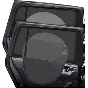 8sanlione 2Pcs Car Window Shade, Zipper Side Front Rear Sun Mesh, Breathable Sun Protection and Cover Screen for Baby Family Privacy, Universal Auto Interior Accessories (Front/33.5''×20.5'')
