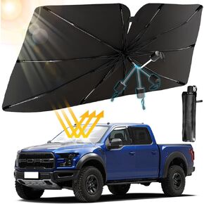 Car Windshield Sun Shade Umbrella, Windshield Sunshades Front Cover UV Protection & Heat Block, 360°Rotation Bendable Foldable Car Shade, Portable Full Cover Sun Shade for Most Vehicles (55*31.5 inch)