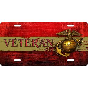 US Marine Corps USMC Veteran EGA Distressed License Plate