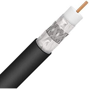 PHAT SATELLITE INTL - RG6 Coaxial Cable, 3X Shields 77% with Enhanced Shielding, 18AWG Solid Core, 75 Ohm, UL ETL, CATV HDTV Audio Video Bulk Coax Coil (1000ft, Black)