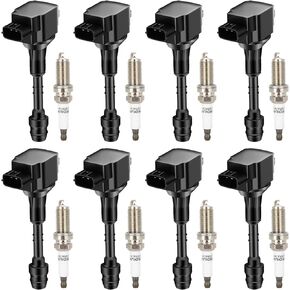 ECCPP UF510 8 ignition coils with 8 iridium Spark Plugs for Nissan 2004 2005 2006 QX56 Titan 2005 2006 Armada 5.6L UF-510 C1483 224487S015