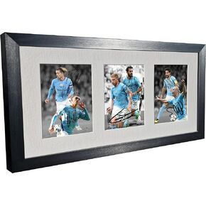 Kitbags & Lockers Signed Black 2022/23 Manchester City Erling Haaland Phil Foden Jack Grealish Kevin De Bruyne Silva Gundogan Autographed Picture Frame Football Soccer Poster Gift