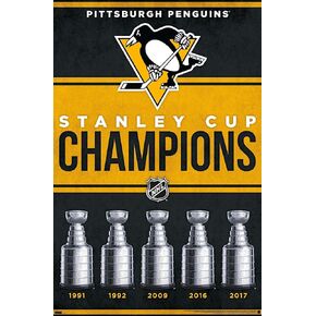 Trends International NHL Pittsburgh Penguins - Champions 23 Wall Poster, 22.37" x 34.00", Premium Poster & Clip Bundle