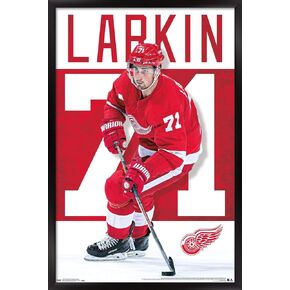 Trends International NHL Detroit Red Wings - Dylan Larkin Wall Poster, 14.725" x 22.375", Barnwood Framed Version
