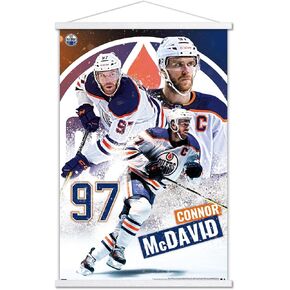 Trends International NHL Edmonton Oilers - Connor McDavid 22 Wall Poster, 22.37" x 34.00", Print and White Hanger Bundle