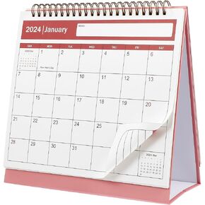 NUOBESTY 2023-2024 Desk Calendar from Jan 2024-Dec 2025 Standing Flip Desktop Calendar Monthly Desk Calendar with Thick Paper(Pink)