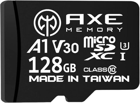 بطاقة ذاكرة AX MEMORY سعة 128 جيجابايت، بطاقة Micro SD بدقة 4K فائقة الدقة للفيديو وسرعة ممتازة MicroSDXC تصل إلى 100 ميجابايت/الثانية A2 V30 UHS-I U3، مع محول SD in Kuwait
