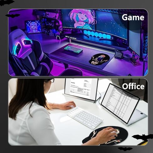 Ergonomic Mouse Pad with Wrist Rest Support, Gothic Skull Skeleton Black Small Mousepad with Non-Slip Pain Relief Rubber Base, Cute Gaming Mouse Pad for Desk Accessories Office Supplies Decor in Saudi Arabia