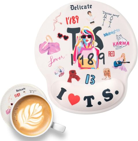 Singer Ergonomic Mouse Pad with Gel Wrist Rest Support, TS Merch Gifts Non-Slip PU Base Mousepad Accessories with Coaster for Music Lovers Fans Women Girls Laptop Computer Pain Relief in Kuwait
