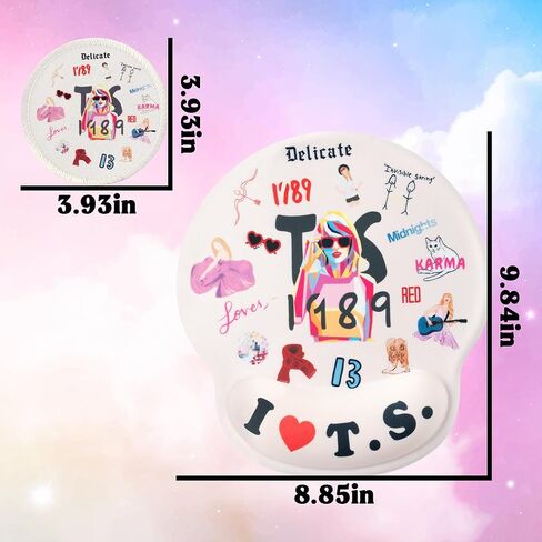 Singer Ergonomic Mouse Pad with Gel Wrist Rest Support, TS Merch Gifts Non-Slip PU Base Mousepad Accessories with Coaster for Music Lovers Fans Women Girls Laptop Computer Pain Relief in Kuwait