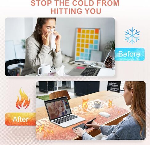 HAOCOO Heated Desk Pad Large, Warm Mouse Pad Gaming, Computer Desk Mat for Desktop, 3 Levels Heating, Auto Shut Down, Leather Laptop Keyboard Mat for Home Office, Purple Blue Galaxy in Kuwait