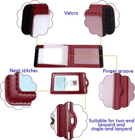 Badge Holder with 2 Lanyard Leather Easily Holds 1 to 6 Cards, Trifold Heavy Duty ID Card Holder, for Nurse Teacher School Medical Law Enforcement in Saudi Arabia