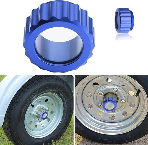 غطاء محور حمام زيت مطور لمقطورة القارب EZ-Loader، أغطية حشو زيت الألومنيوم CNC مع حلقة دائرية تناسب 10 بوصة 5 محور وطبل، غطاء محور مقطورة متين مضاد للصدأ أجزاء محمل EZ (250-034388) (أزرق) in Kuwait