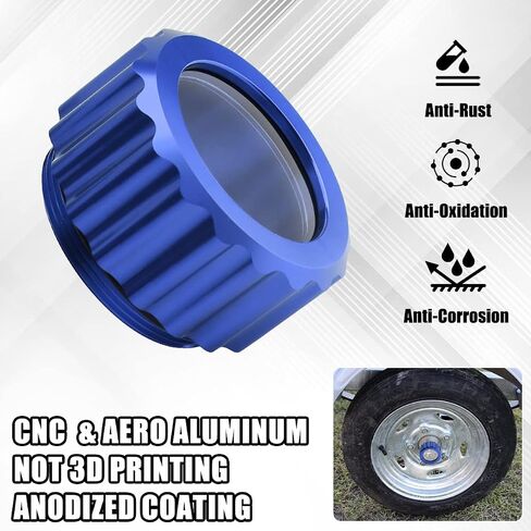 غطاء محور حمام زيت مطور لمقطورة القارب EZ-Loader، أغطية حشو زيت الألومنيوم CNC مع حلقة دائرية تناسب 10 بوصة 5 محور وطبل، غطاء محور مقطورة متين مضاد للصدأ أجزاء محمل EZ (250-034388) (أزرق) in Kuwait