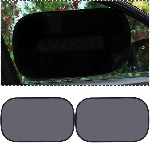 AUCELI Car Window Shade, 2PCS Cling Auto Side Window Sunshade Protection, Foldable Windshield Visor Blocks Sun Glare and UV Rays for Baby, Auto Front Rear Mesh Curtains (Semi-Transparent, 17''×14'') in Saudi Arabia