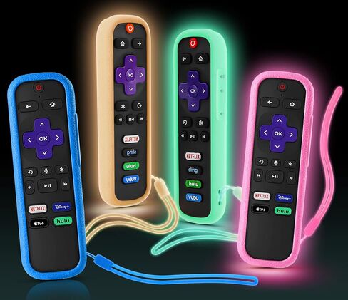 (3 Pack) Case for Roku Remote, Cover for Hisense/TCL Roku TV Steaming Stick/Express, Silicone Universal Protective Controller Sleeve Skin Glow in The Dark Blue Orange Green with Lanyards in Saudi Arabia