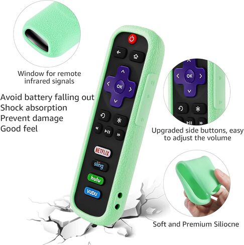(3 Pack) Case for Roku Remote, Cover for Hisense/TCL Roku TV Steaming Stick/Express, Silicone Universal Protective Controller Sleeve Skin Glow in The Dark Blue Orange Green with Lanyards in Saudi Arabia