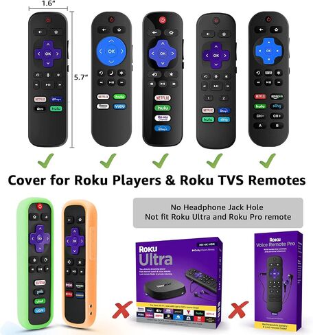 (3 Pack) Case for Roku Remote, Cover for Hisense/TCL Roku TV Steaming Stick/Express, Silicone Universal Protective Controller Sleeve Skin Glow in The Dark Blue Orange Green with Lanyards in Saudi Arabia