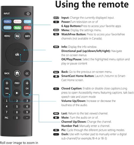 استبدال جهاز التحكم عن بعد للتلفزيون الذكي JRVV VIZIO XRT140، متوافق مع جميع سلسلة Vizio LED LCD HD 4K D E M P، ترقية جديدة للأشعة تحت الحمراء لجهاز التحكم عن بعد VIZIO العالمي، VUDU Netflix Prime XUMO hulu redbox in Kuwait