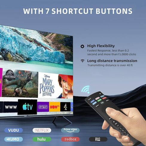 استبدال جهاز التحكم عن بعد للتلفزيون الذكي JRVV VIZIO XRT140، متوافق مع جميع سلسلة Vizio LED LCD HD 4K D E M P، ترقية جديدة للأشعة تحت الحمراء لجهاز التحكم عن بعد VIZIO العالمي، VUDU Netflix Prime XUMO hulu redbox in Kuwait