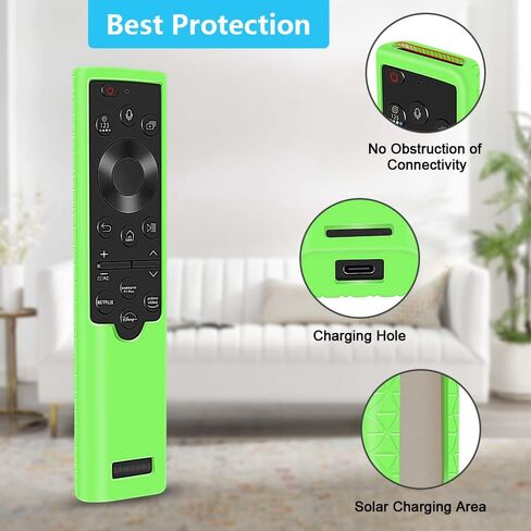 [2Pack] Silicone Protective Case for Newest Samsung Smart TV Solar Cell Remote Control 2022,for Samsung BN59-01385 BN59-01386 BN59-0139 Frame Remote Battery Back Covers Skin Holder-Glowblue Glowgreen in Kuwait