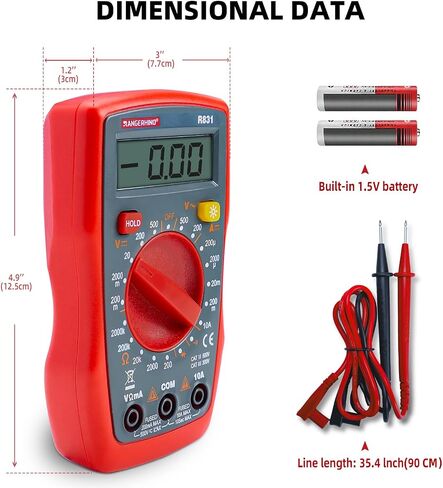 Range Multimeter, DC AC Voltmeter, 2000 Count Digital Multimeter, Volt Ohm Meter for Household Outlets, Computers, Car Batteries, Diodes and Continuity Multimeter Tester in Saudi Arabia