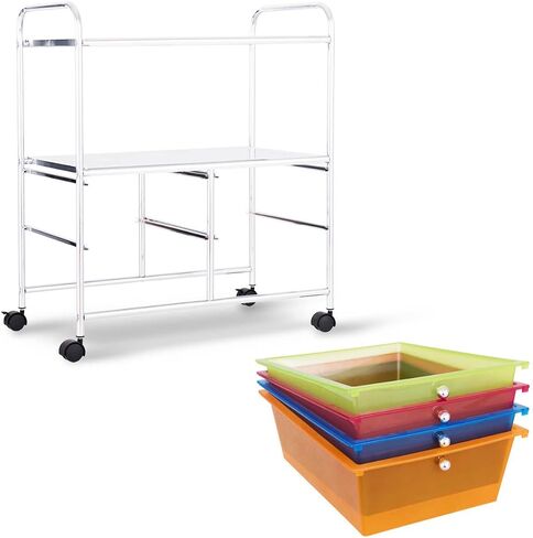 Giantex Rolling Storage Cart w/ 4 Drawers 2 Shelves Metal Rack Shelf Home Office School Beauty Salon Utility Organizer Cart with Wheels (Black) in Saudi Arabia