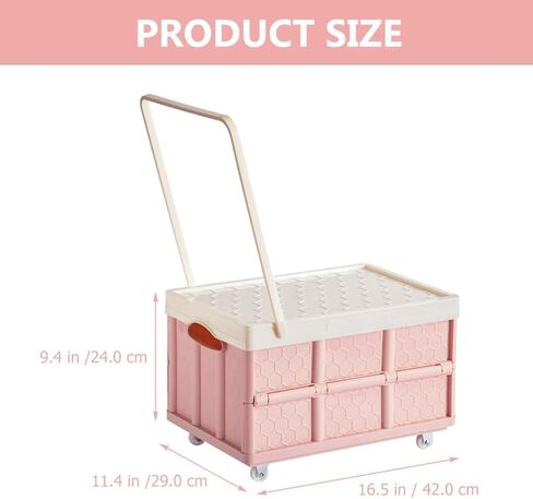 Alipis Plastic Storage Tote Collapsible Rolling Crate with Wheels Foldable Utility Cart Handcart Shopping Trolley for Travel Shopping Moving Storage Home Office Use Beach Wagon Cart in Saudi Arabia