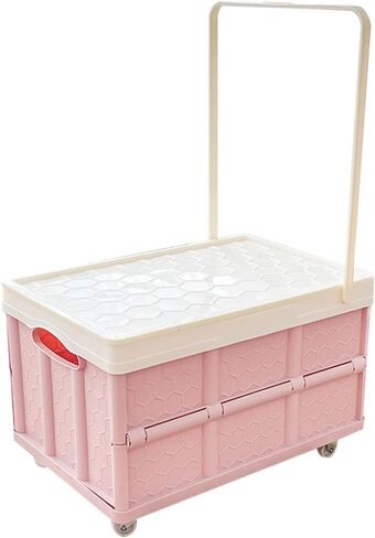 Alipis Plastic Storage Tote Collapsible Rolling Crate with Wheels Foldable Utility Cart Handcart Shopping Trolley for Travel Shopping Moving Storage Home Office Use Beach Wagon Cart in Saudi Arabia