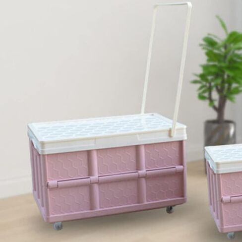 Alipis Plastic Storage Tote Collapsible Rolling Crate with Wheels Foldable Utility Cart Handcart Shopping Trolley for Travel Shopping Moving Storage Home Office Use Beach Wagon Cart in Saudi Arabia